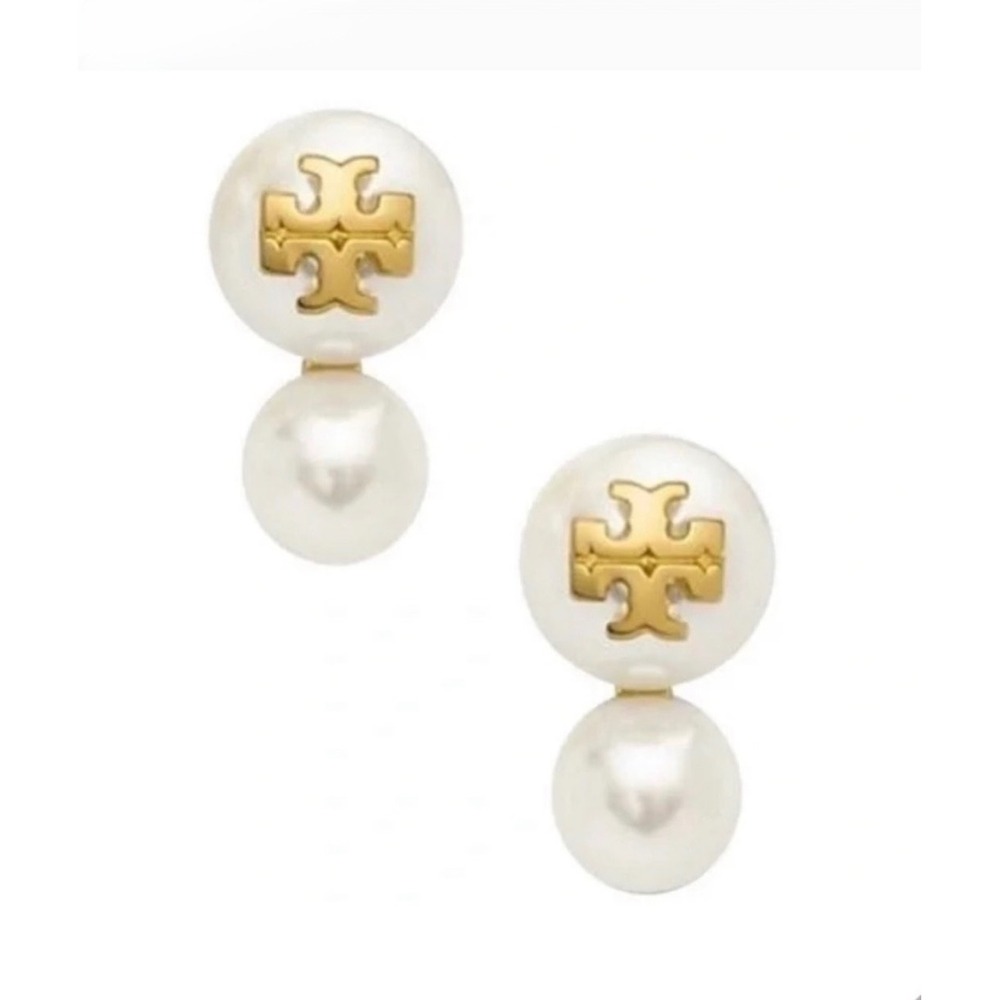Tory Burch Pearl Logo Drop Earrings / NWT & Dustbag Included / MSRP $128